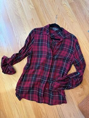 Sam Edelman “Cosette” back zip Plaid Button-Up Sz M